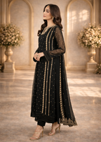 Front Neck Sequence Embroidered 3 Piece Suit