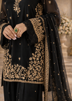 Embroidered 3 Piece Silk Farshi Shalwar Set  Formal Pakistani Suit