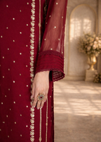 Front Neck Sequence Embroidered 3 Piece Suit