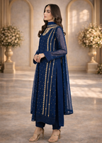 Front Neck Sequence Embroidered 3 Piece Suit