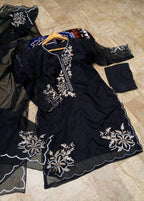 Elegance Touch 3 Piece Embroidered Organza Suit