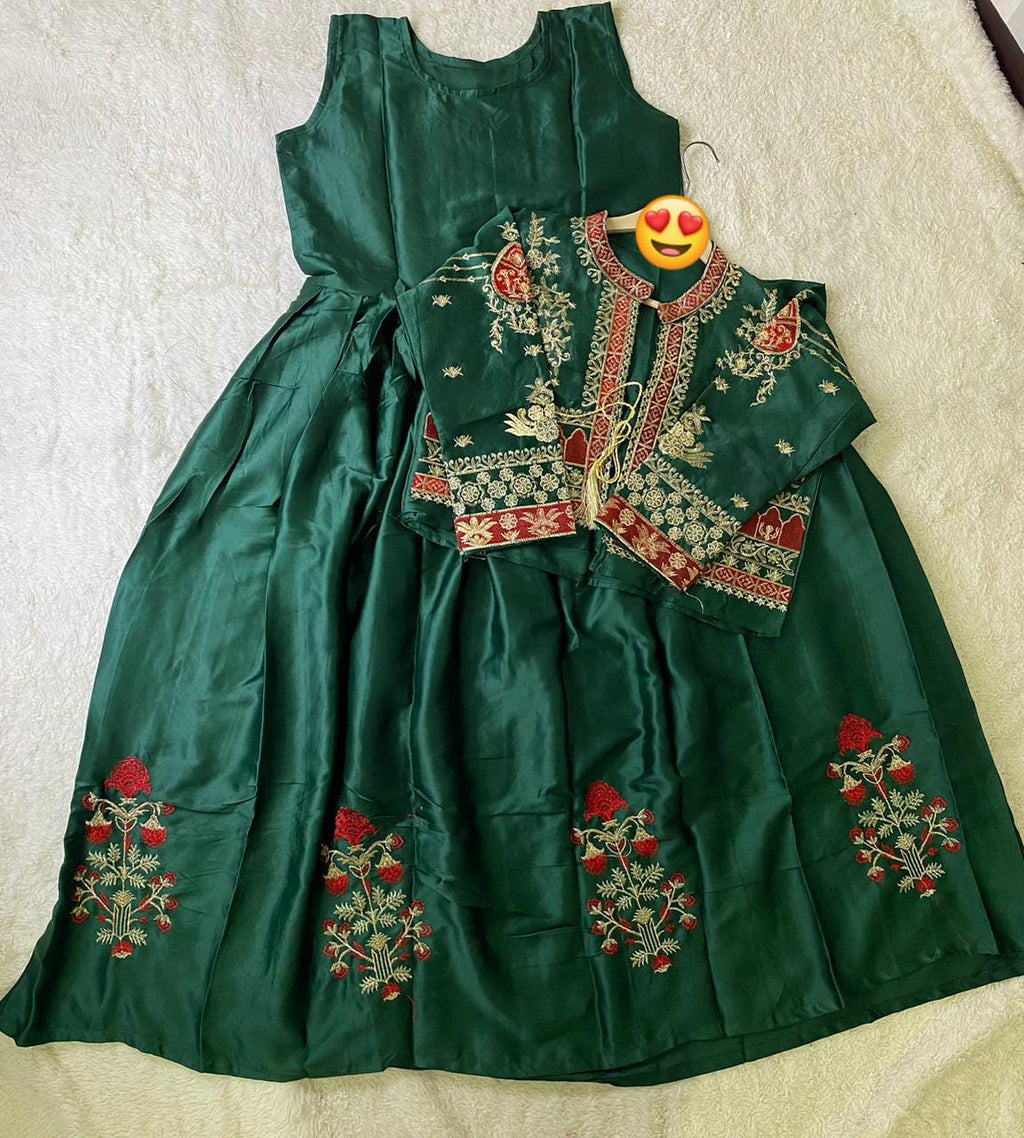 Embroidered Koti & Silk Maxi 2Piece Set