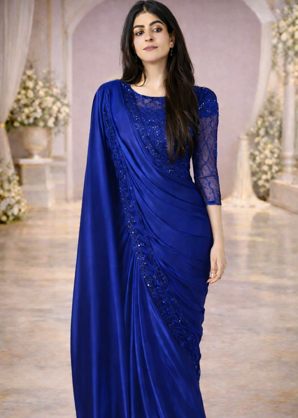 Pearl Sequence Silk Saree