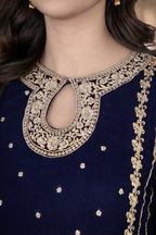 Front Neck Sequence Embroidered 3 Piece Suit