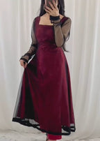 Midnight Allure 2-Piece Net and Silk Suit