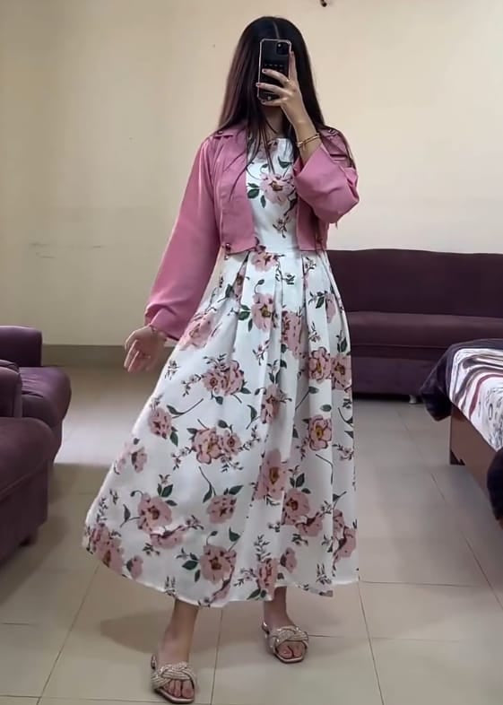 Blossom & Bloom Floral Maxi Set with Cropped Rose Jacket