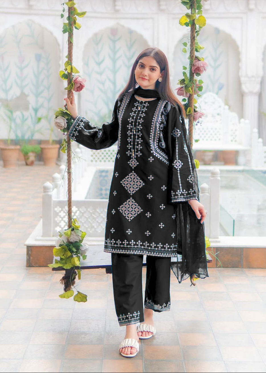Heavy Sequin Embroidered Shirt with Trouser Dupatta 3PCS