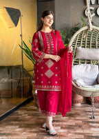 Heavy Sequin Embroidered Shirt with Trouser Dupatta 3PCS