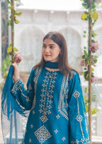 Heavy Sequin Embroidered Shirt with Trouser Dupatta 3PCS
