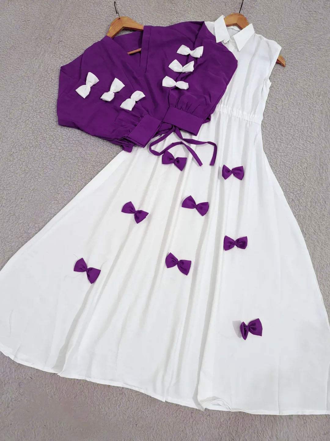 Elegant Bow Maxi 2PC Party Wear Set for Women | Chic Formal Dress
