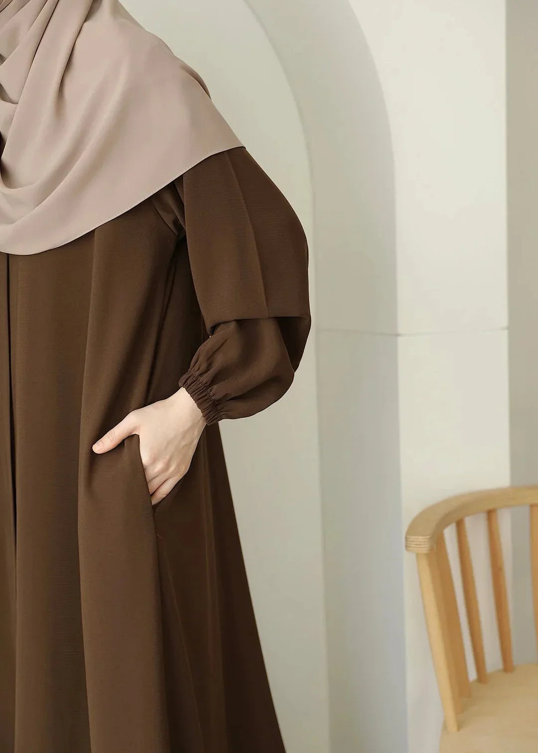 Premium Wool Peach Abaya Set with Matching Hijab